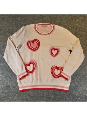 Philosophy Republic Clothing Pink Heart Sweater Womens Large L